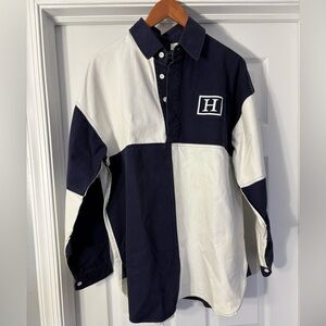 Hackett Navy and Cream Color Block Shirt